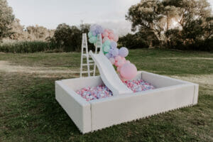 Large ball pit white with white slide