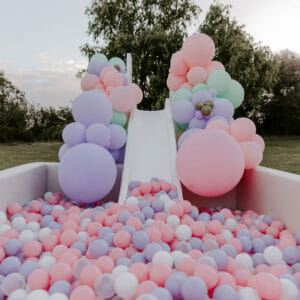 White Ball pit with large white slide